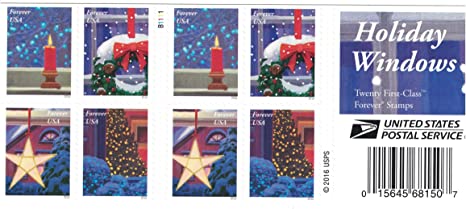 2016 Christmas Holiday Windows. Candle Stamps | Forever Stamps US Postage Stamps