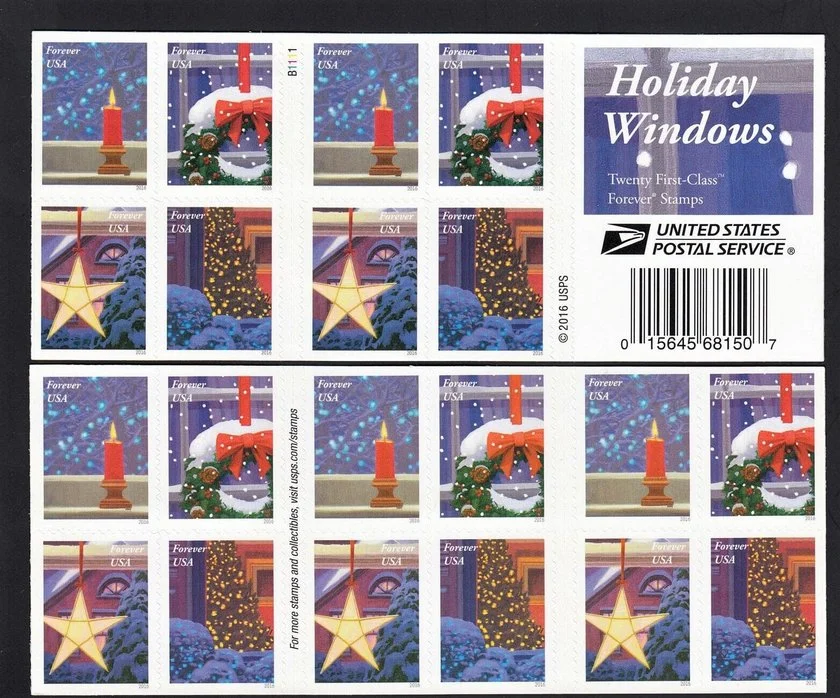 2016 Christmas Holiday Windows. Candle Stamps | Forever Stamps US Postage Stamps
