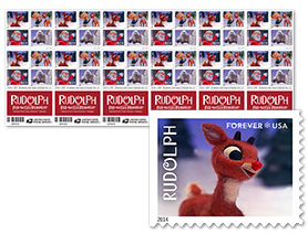 2014 Rudolph the Red-Nosed Reindeer Stamps | Forever Stamps US Postage Stamps