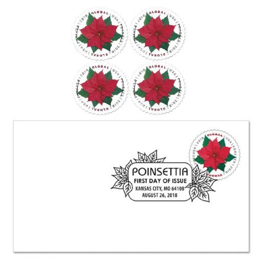 2018 Globe Poinsettia First-Class Mail International® | Forever Stamps US Postage Stamps