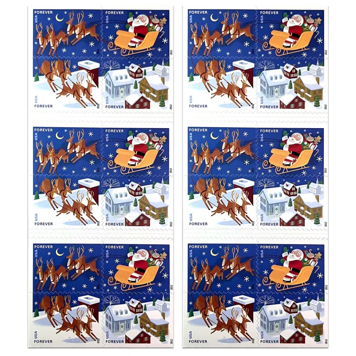 2012 Santa and Sleigh Stamps | Forever Stamps US Postage Stamps
