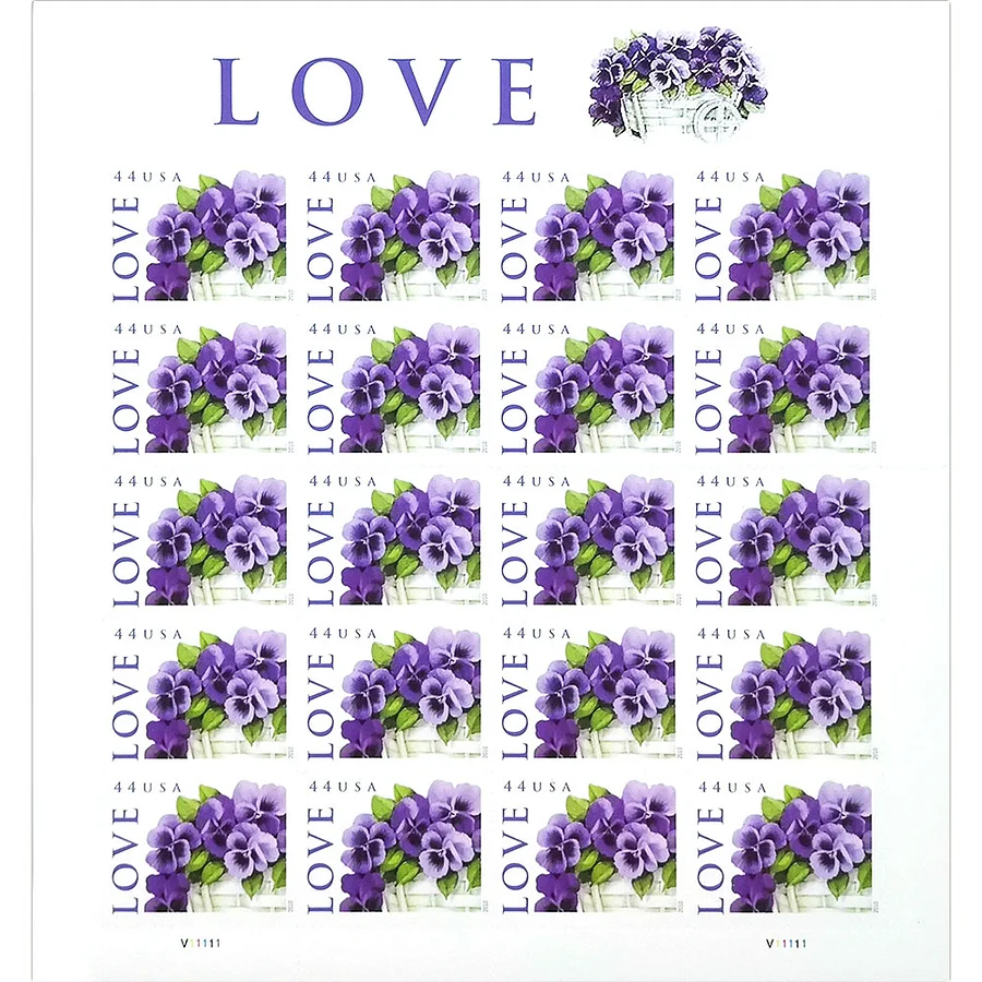 2010 Pansies in a Basket Love Stamps | Forever Stamps US Postage Stamps