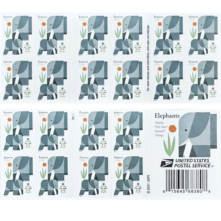 2022-USA Forever Elephants | Forever Stamps US Postage Stamps