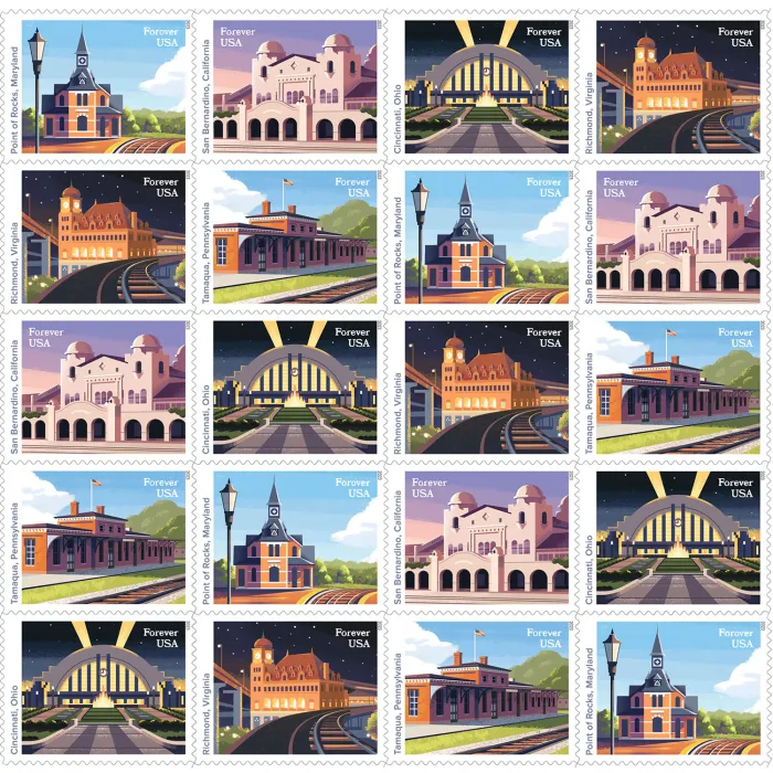 2023 Railroad Stations Stamps 100 PCS | Forever Stamps US Postage Stamps