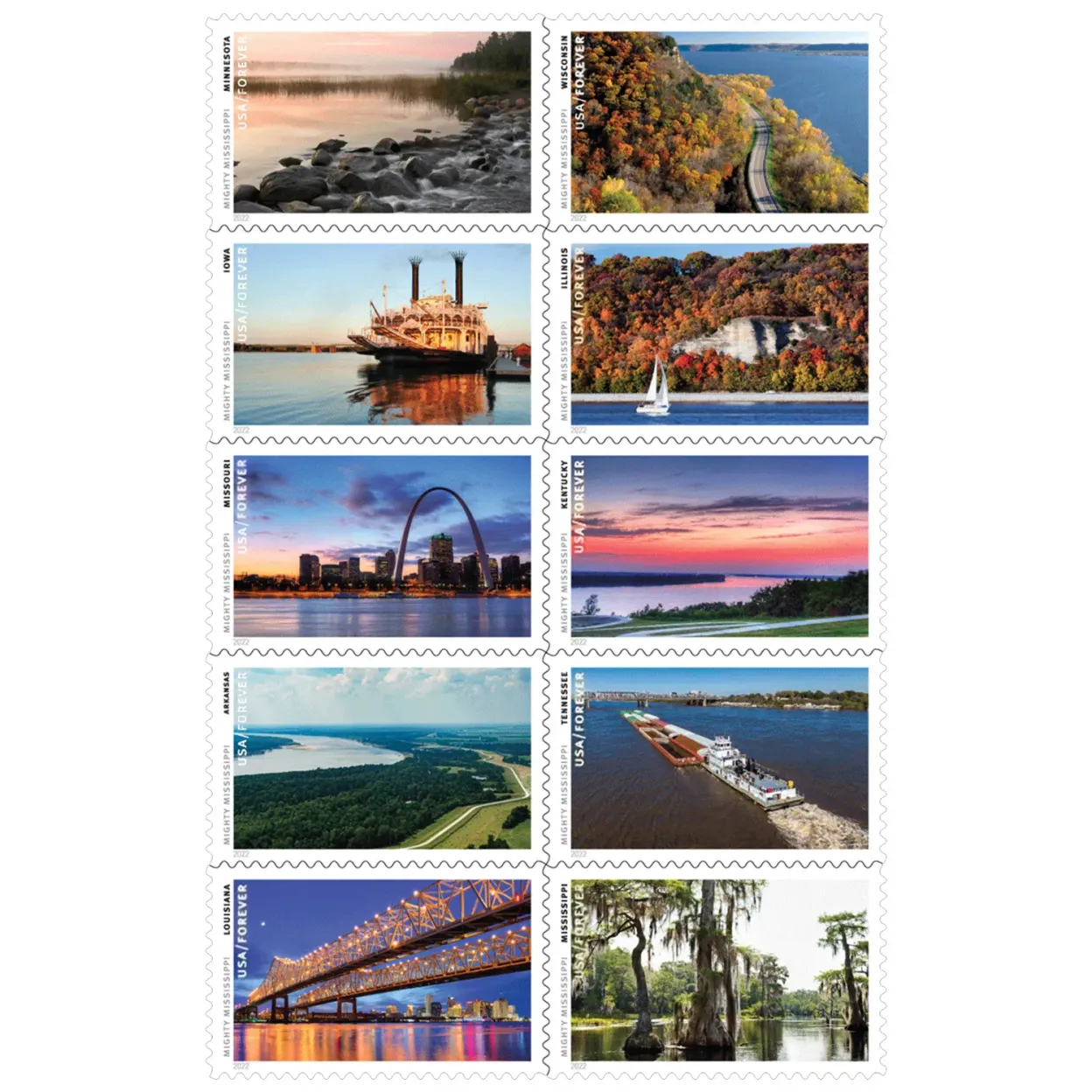 2022 Mighty Mississippi Stamps | Forever Stamps US Postage Stamps