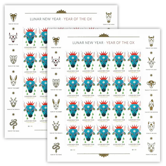 2021 Lunar New Year Ox Stamps | Forever Stamps US Postage Stamps
