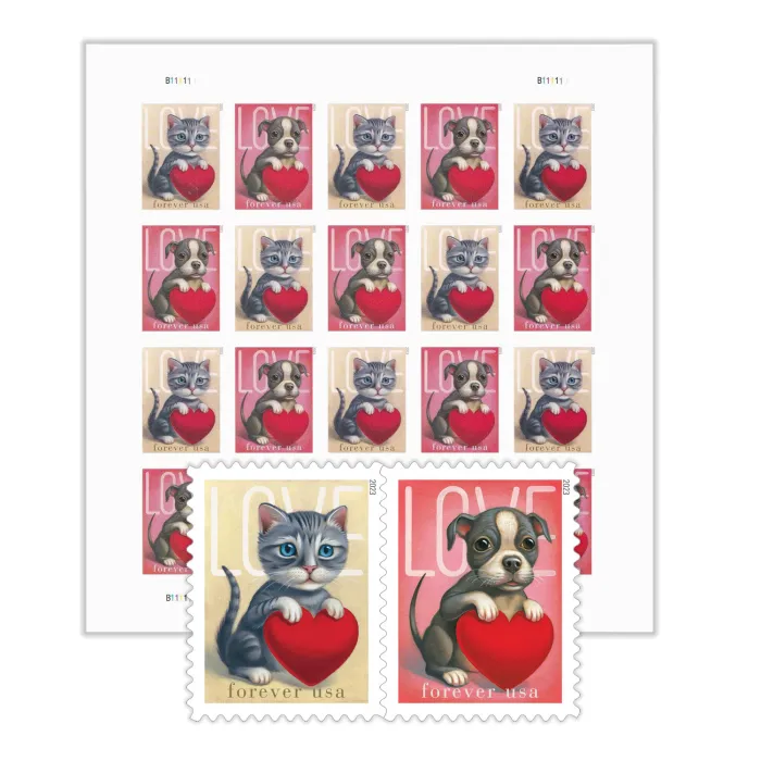 2023 Love Kitten and Puppy | Forever Stamps US Postage Stamps