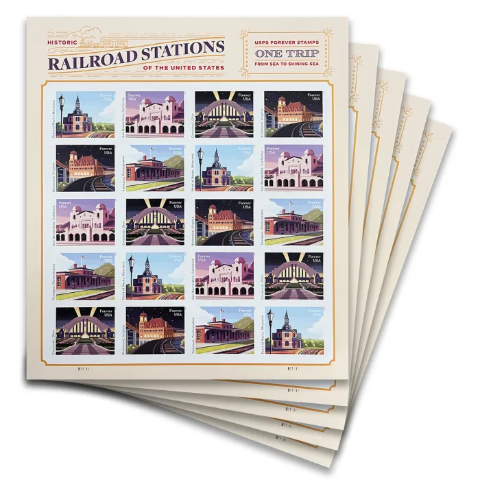 2023 Railroad Stations Stamps 100 PCS | Forever Stamps US Postage Stamps