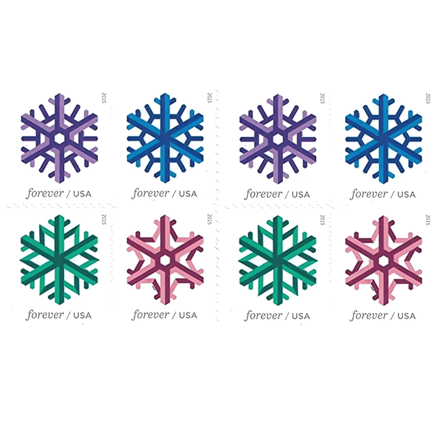 2015 Geometric Snowflake stamps | Forever Stamps US Postage Stamps