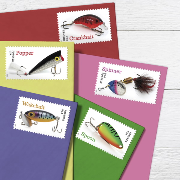 2025 Freshwater Fishing Lures Stamps 100 pcs | Forever Stamps US Postage Stamps