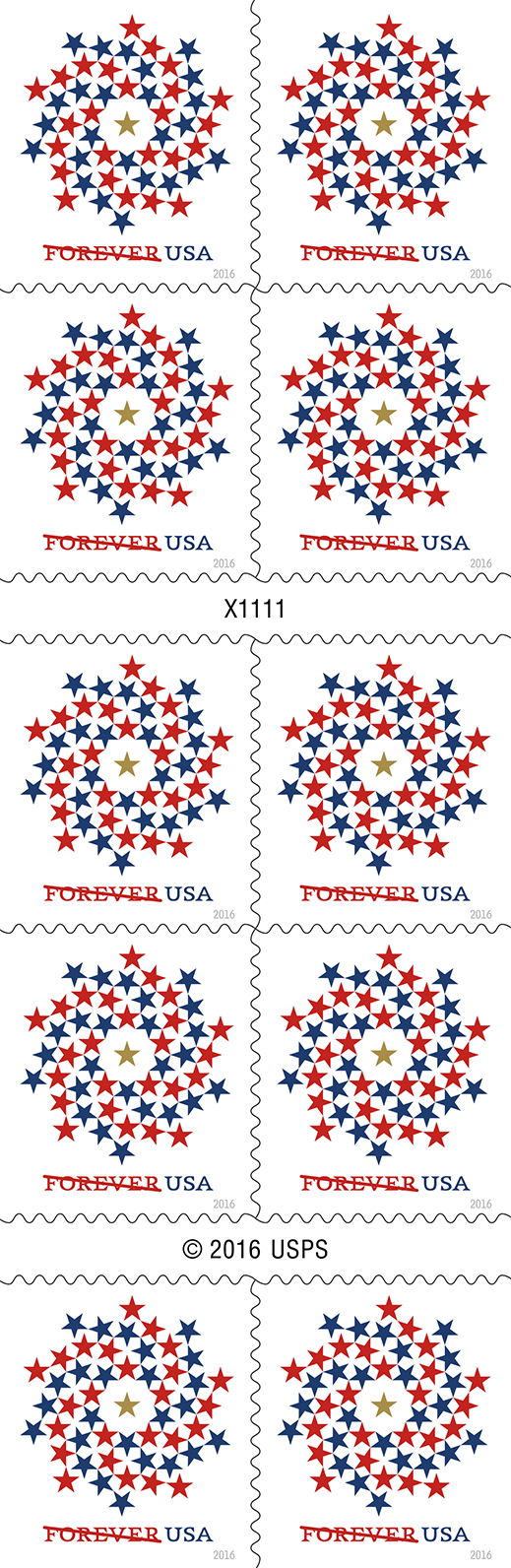 2016 Patriotic Spiral Stars Stamps | Forever Stamps US Postage Stamps