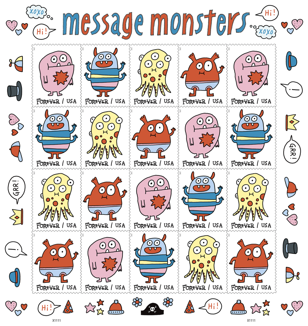 2021 Message Monsters Stamps | Forever Stamps US Postage Stamps