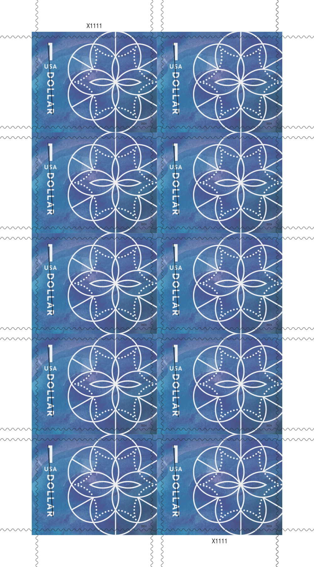 2024 $1 Floral Geometry Stamps | Forever Stamps US Postage Stamps