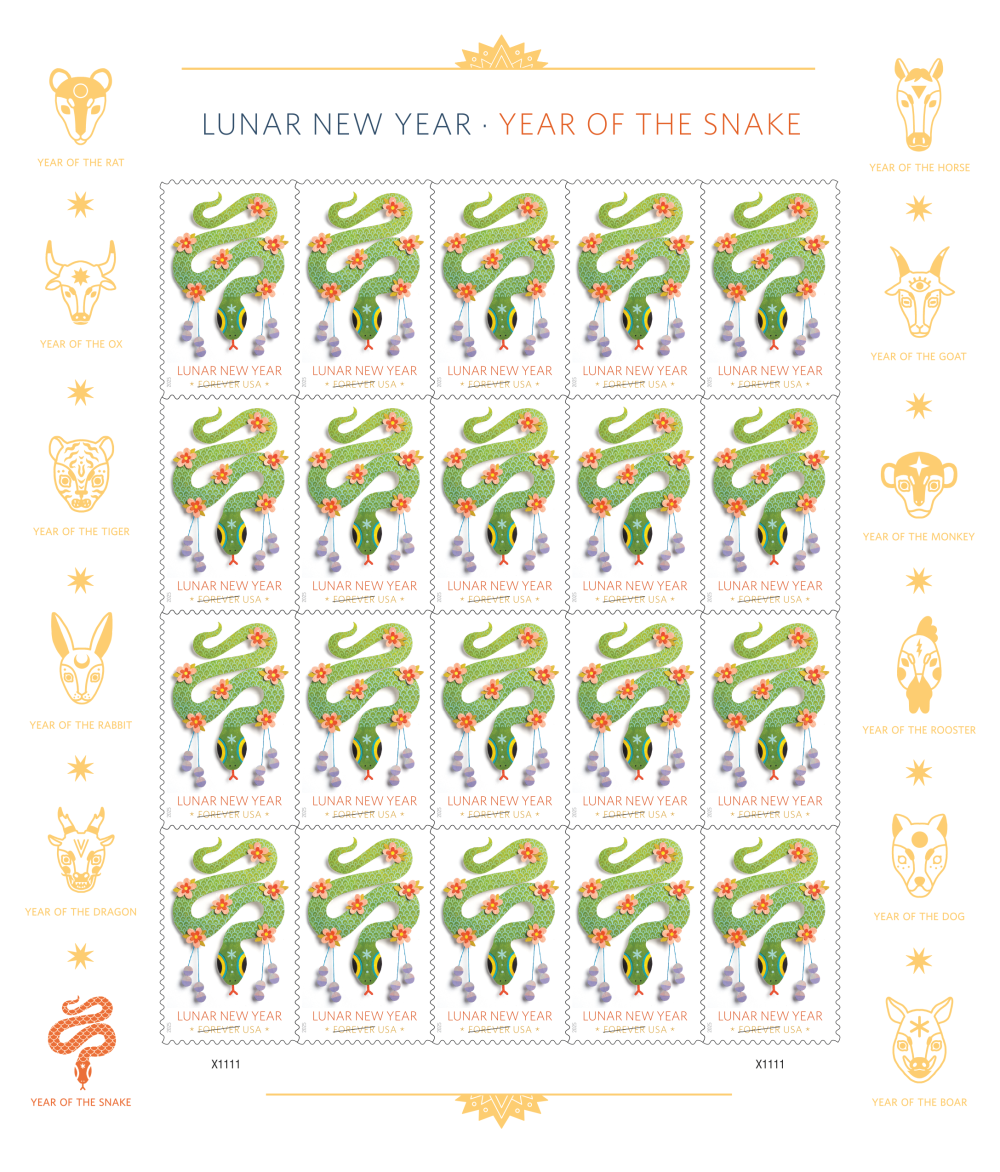 2025 Lunar New Year Year of the Snake Stamps 100 pcs | Forever Stamps US Postage Stamps