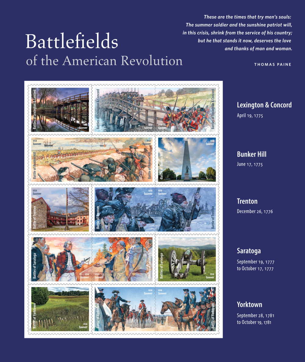 2025 Battlefields of the American Revolution Stamps | Forever Stamps US Postage Stamps
