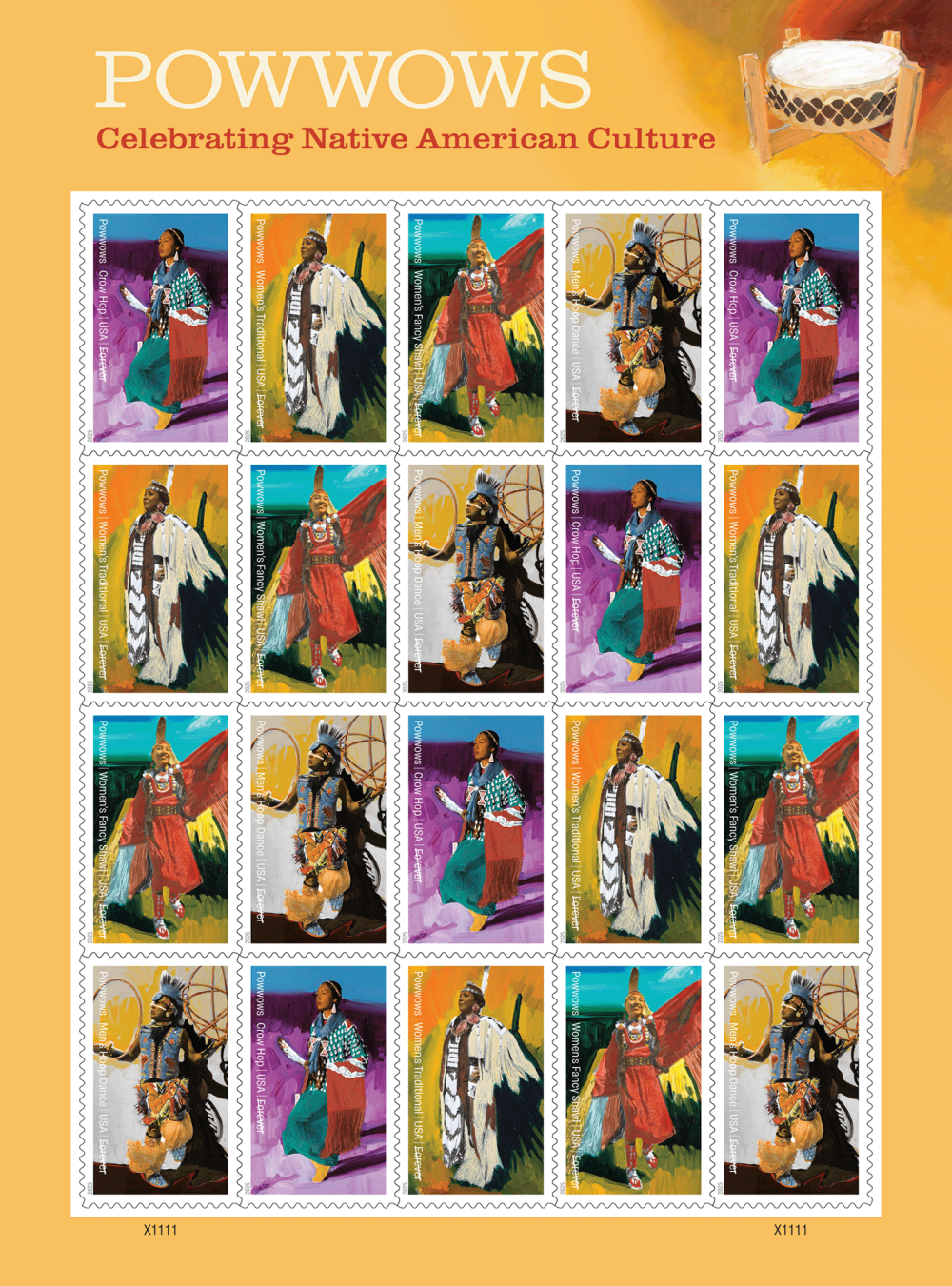 2025 Powwows Celebrating Native American Culture Stamps 100 pcs | Forever Stamps US Postage Stamps