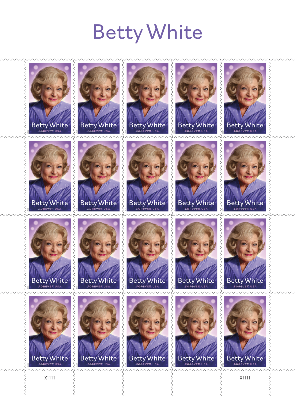 2025 Betty White Stamps 100 pcs | Forever Stamps US Postage Stamps