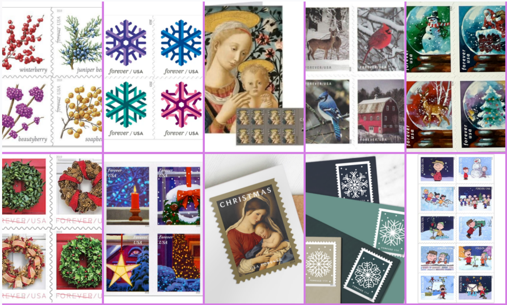 Christmas Stamp Blind Box 300 PCS BIG SALE，100 PCS of 3 styles | Forever Stamps US Postage Stamps