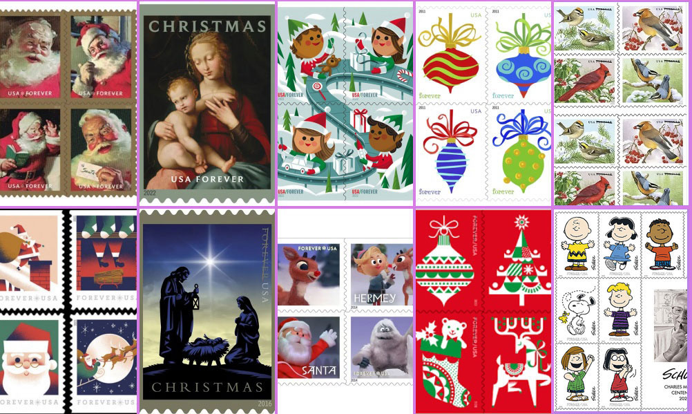 Christmas Stamp Blind Box 500 PCS BIG SALE，100 PCS of 5 styles | Forever Stamps US Postage Stamps